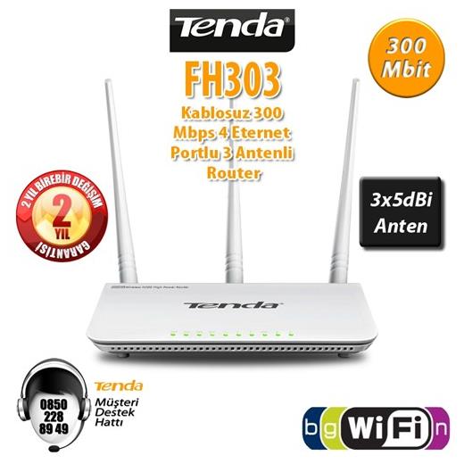 TENDA F3 300mbps N300 2.4ghz EV Ofis Tipi Router